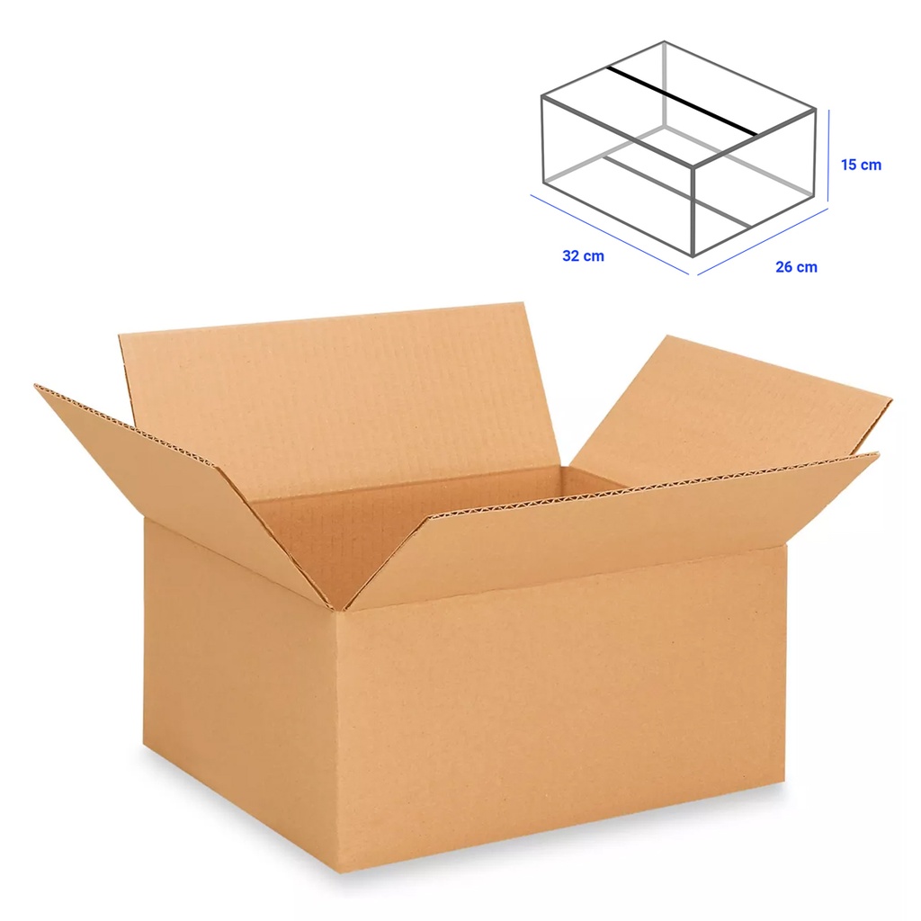 Caja para Empaque Cartón Corrugado, 32x26x15 cm, 23 ECT