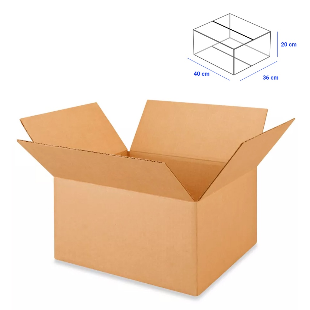 Caja para Empaque Cartón Corrugado, 40x36x20 cm, 23 ECT