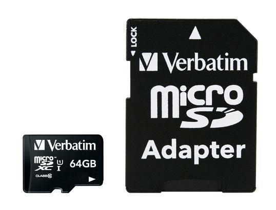 Memoria Flash Verbatim, 64GB microSDHC Clase 10, con Adaptador