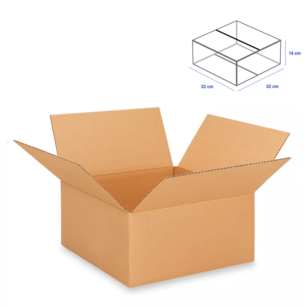 Caja para Empaque Cartón Corrugado, 32x32x14 cm, 23 ECT