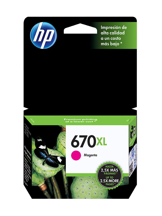 Cartucho HP 670XL Magenta, 750 Páginas(CZ119AL)