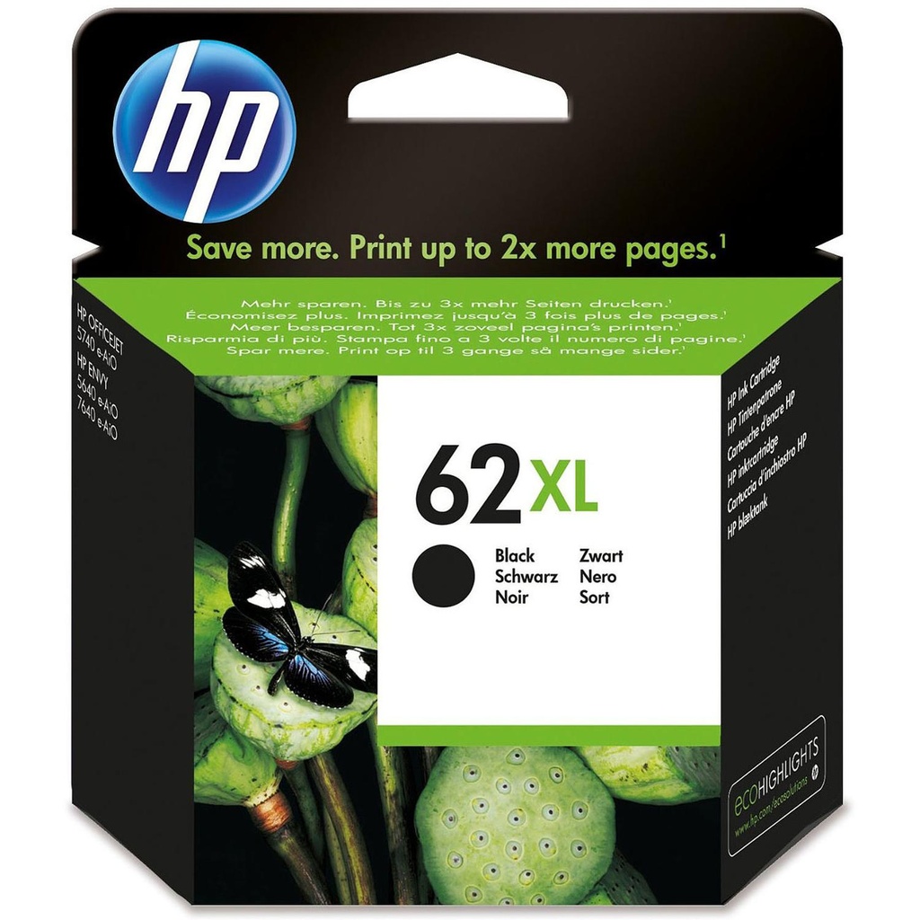 Cartucho HP 62XL Negro, 415 Páginas