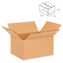 [84222] Caja para Empaque Cartón Corrugado, 28x22x16.5 cm, 23 ECT